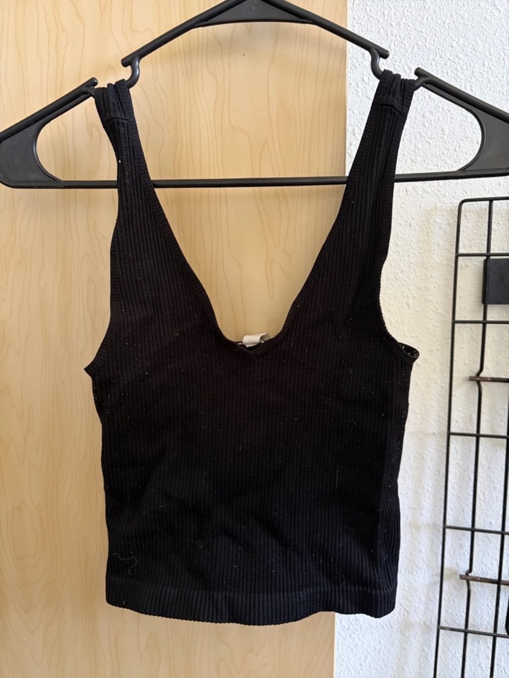 Nikibiki Black Ribbed V-Neck Tank Top